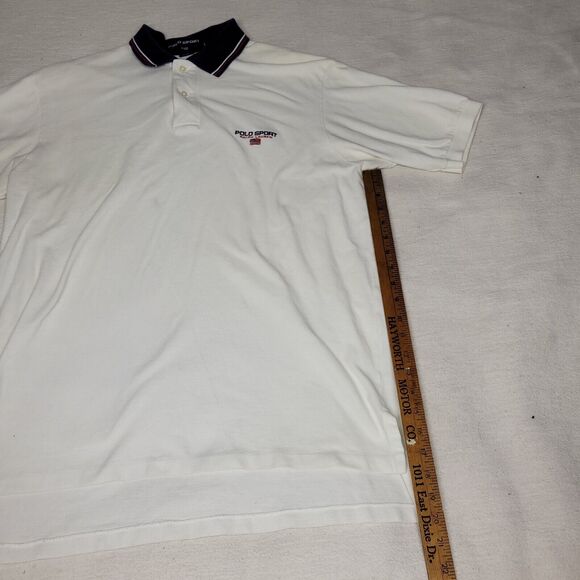 Vintage Polo Sport Ralph Lauren Mens Size L White Retro Preppy Made In USA Y2k - Picture 7 of 16